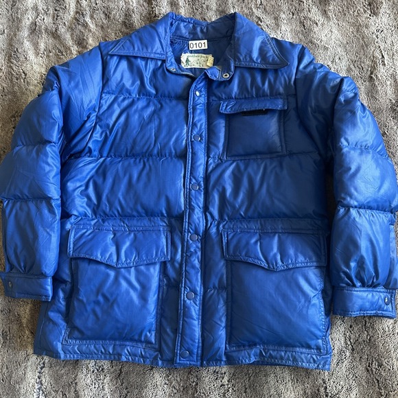 Lumberjack Other - Vintage Packable Quilted Goose Down Men's Jacket Blue Outdoors Snow Small